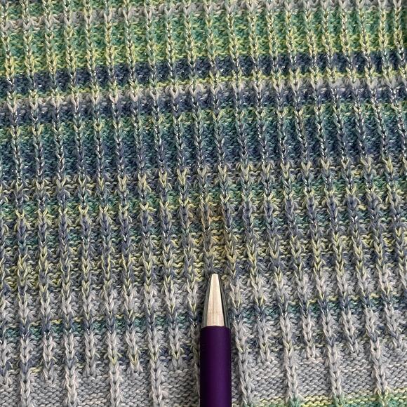 NWD Alfred Dunner Seafoam Glitter Striped Cardigan Sweater Womens Petite Size PS - Picture 9 of 9